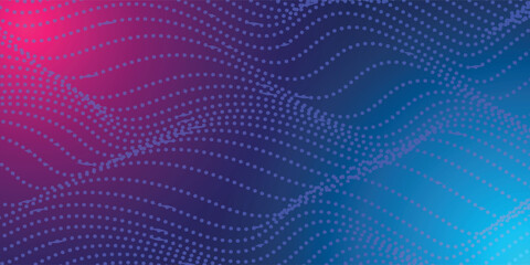 Obraz premium Abstract Waving Particle Technology Background Design. Abstract wave moving dots flow particles, hi-tech and big data background design for brochures, flyers, magazine, business card, banner