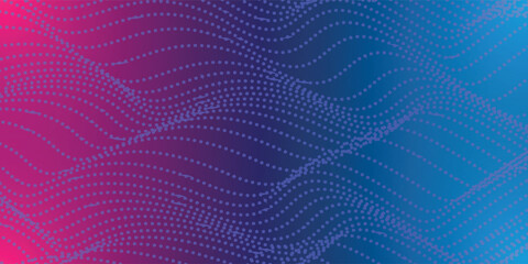 Obraz premium Abstract Waving Particle Technology Background Design. Abstract wave moving dots flow particles, hi-tech and big data background design for brochures, flyers, magazine, business card, banner