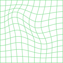 Naklejka premium Abstract Green Distorted Grid on Black