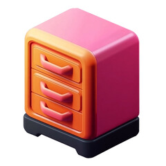 3D Icon of Network Server File Cabinet ,  cartoon style Isolated, designed as a game art asset. Simple yet detailed design with smooth surfaces, vibrant colors