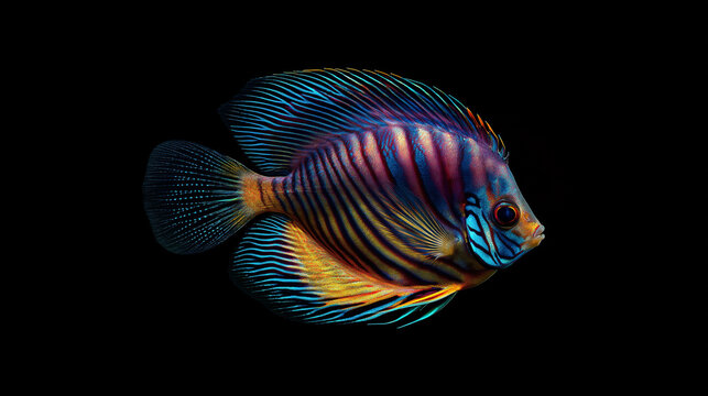 A beautiful colorful fish against black color backgroud.