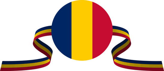 Chad flag with ribbon behind
