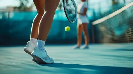 Tennis Player Prepares For A Serve On Court