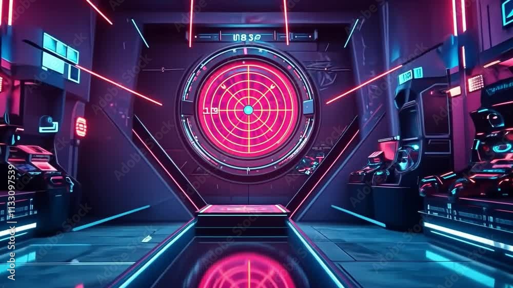 Wall mural a stunning depiction of a neon-lit futuristic environment. this digital art showcases advanced techn