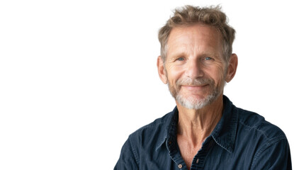 Obraz premium Portrait of smiling american middle age male on white background 