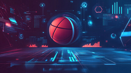 A futuristic athletic program icon featuring enrollment statistics, symbolizing online platforms for sports education. 