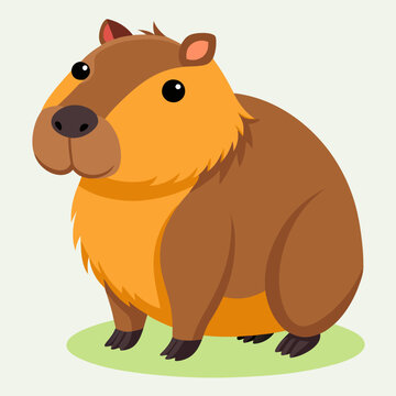 a cartoon cute brown copybara. for postcards. children's illustration.
