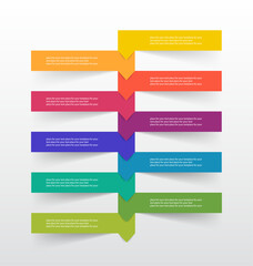 Step by step infographic template with 10 options, parts or processes. Arrows concept.