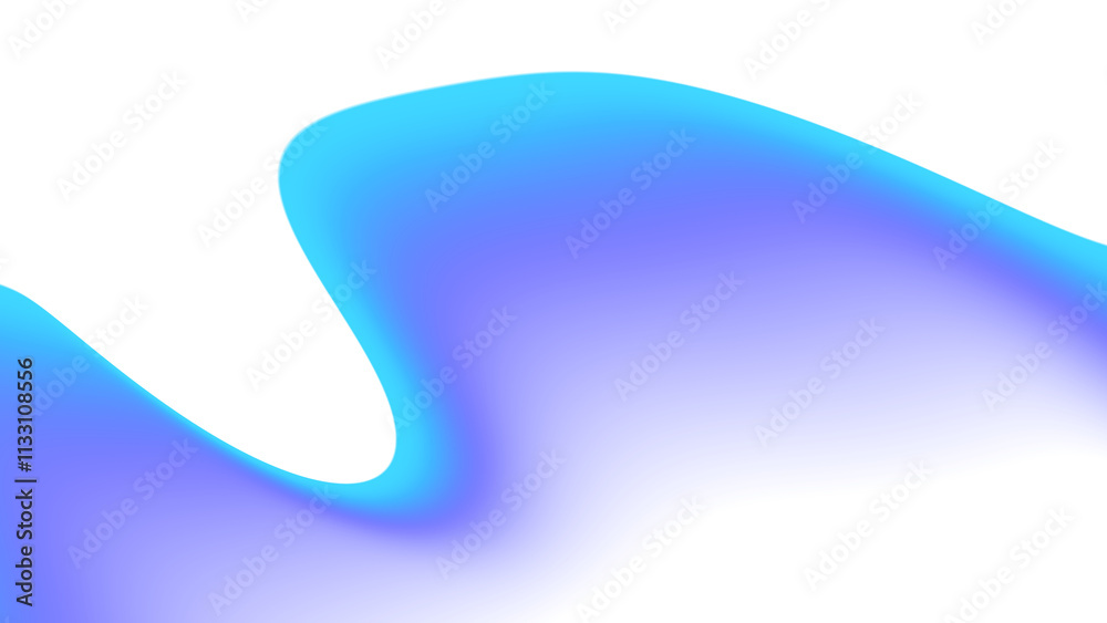 Poster Blurred transparent gradient background. Elegant blue wavy line on Transparent png overlay background