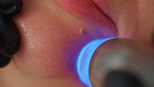 Cosmetologist Conducting Advanced Hydrafacial Therapy on a Woman Face for Skin Care Beauty and Health in a Modern Spa Environment. High quality 4k footage