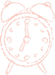 Pink clock chalk doodle line art illustration