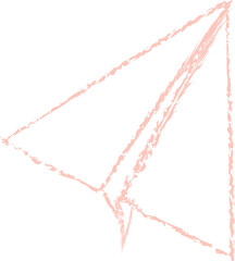 Pink paper plane chalk doodle line art illustration