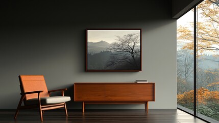Fototapeta premium Minimalist Wooden Framed Abstract Wall Art