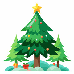 Obraz premium christmas tree vector white background