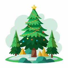 Obraz premium christmas tree vector white background
