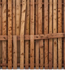 Horizontal and vertical wooden fence with diagonal design isolated on white background, white background, panel