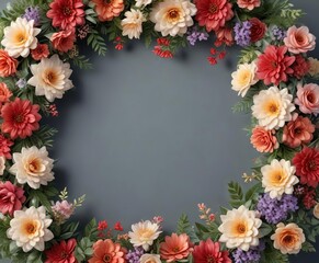 Obraz premium illustration of a floral garland made of artificial flowers , textile art, creative embellishments, floral garland