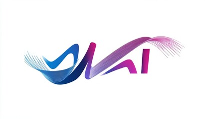 Fototapeta premium AI logo with abstract elements, glowing lines on white background.