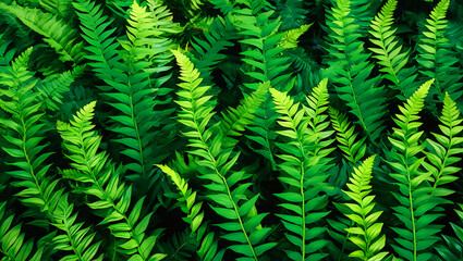 Vibrant green fern leaves background