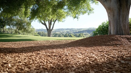 Obraz premium Tranquil Landscape with Mulch and Trees