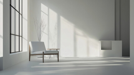 Fototapeta premium photo of Home Nordic interior., Modern Scandinavian and minimalist living room interior.. Scandinavian interior design. photo White empty room