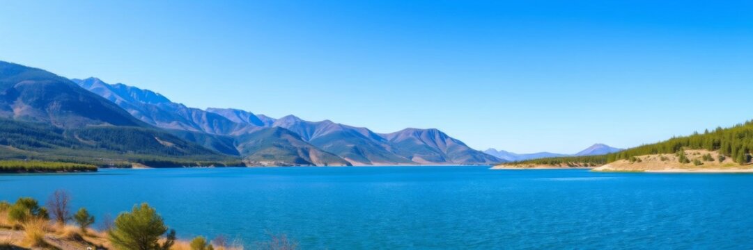 Lush green resort of Borovoe with Burabay Lake and Kokshetau mountain in background, Borovoe, nature, vacation