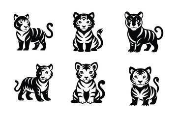 Obraz premium richard parker, shere khan, Tigerstar, tigris baby-tiger silhouette vector illustration