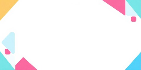 Minimalist geometric frame with bright bold colors surrounding a clean white copy space, background, creative, vibrant