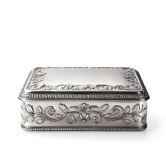 Vintage Metal Storage Box with Latch and Handles on a Transparent Background