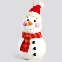 Snowman Christmas Decoration - on White  Background