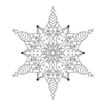 Mandala outline design for coloring book page.Easy abstract Mandala simple line art vector illustration.