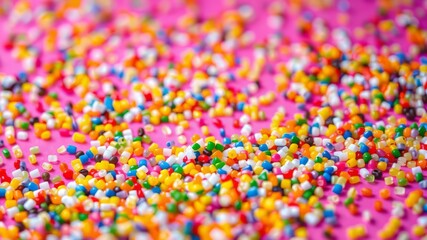 Multicolored Beads on Pink Background - AI Photo