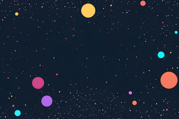 Naklejka premium Colorful planets floating in dark space with many stars