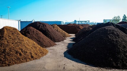 Piles of Mulch in a Landscape Setting