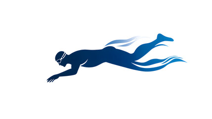 Obraz premium A simple outline of a swimmer diving into the pool, with fluid lines for motion and minimal background. Minimalist swimmer diving icon.