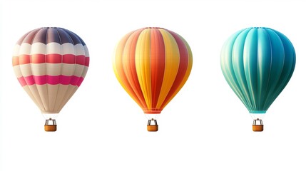 Obraz premium Three Colorful Hot Air Balloons Floating in the Sky