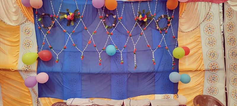 Indian stage background with flowers specially for wedding or reception