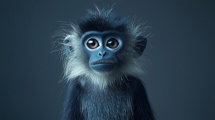Obraz premium Close-up portrait of a sad-looking blue monkey.