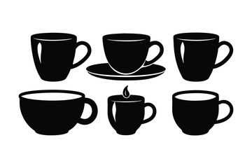 6 different styles of coffee cup silhouette