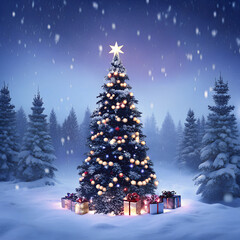 Obraz premium christmas tree in the night
