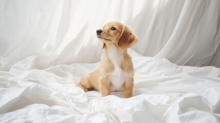 Obraz premium Playful puppy pose indoor setting cute animal photography bright environment adorable viewpoint pet love concept