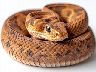 Obraz premium Coiled copperhead snake natural habitat wildlife photography serene environment close-up view copper-brown scales for seo impact