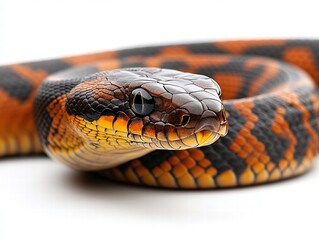 Fototapeta premium Bushmaster snake coiling in earthy hues rainforest floor wildlife photography natural habitat close-up serpent behavior