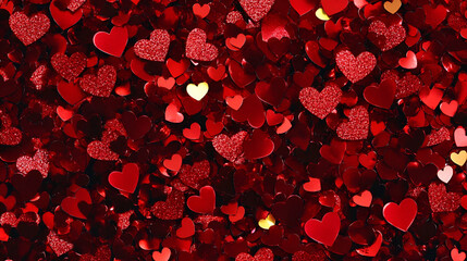 Valentine-themed red heart confetti background for design use 16:9 - Image #4 @Celeste