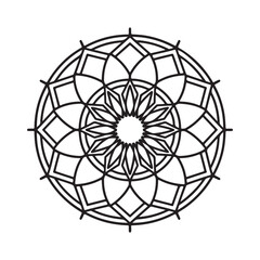 Fototapeta premium Easy Mandala Black and White Circle Outline - Mandala Coloring Pages for Adults and Kids - Simple Mandalas Artwork Vector
