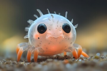 adorable sea creature with glowing effect and orange accents in underwater photography showcasing vibrant marine life and captivating eyes
