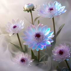 Obraz premium Beautiful spectrum chrysanthemums flower, showcasing a stunning array of colors and intricate petal patterns, creating a mesmerizing visual effect. Created with generative AI