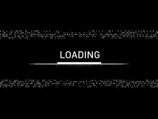 Loading, Progress, Bar, Screen, Digital, Display, Technology, Data, Code, Matrix, Numbers, Letters, Symbols, Black, White, Monochrome, Minimalist, Modern, Futuristic, Computer, Monitor, Interface, GUI