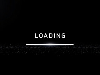 Loading, Progress, Bar, Screen, Digital, Display, Technology, Data, Code, Matrix, Numbers, Letters, Symbols, Black, White, Monochrome, Minimalist, Modern, Futuristic, Computer, Monitor, Interface, GUI