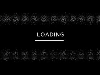 Loading, Progress, Bar, Screen, Digital, Display, Technology, Data, Code, Matrix, Numbers, Letters, Symbols, Black, White, Monochrome, Minimalist, Modern, Futuristic, Computer, Monitor, Interface, GUI